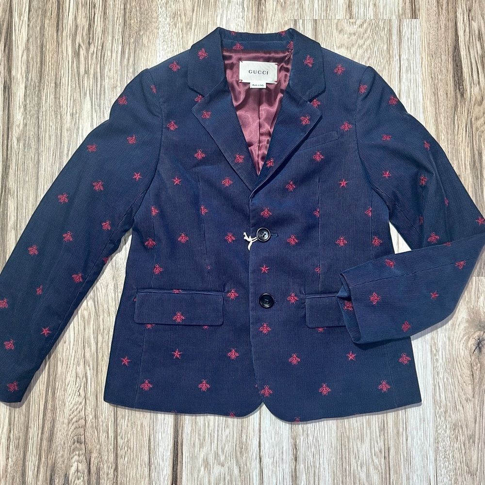 GUCCI Bee Embroidered Cotton Jacket; Authentic; size 8; NWT